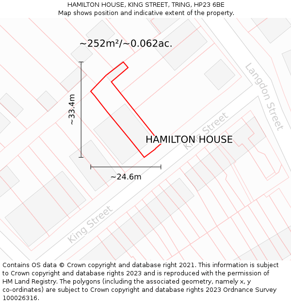 HAMILTON HOUSE, KING STREET, TRING, HP23 6BE: Plot and title map
