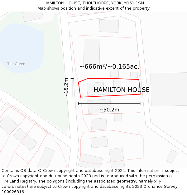 HAMILTON HOUSE, THOLTHORPE, YORK, YO61 1SN: Plot and title map