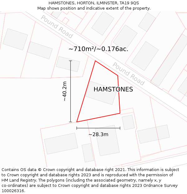 HAMSTONES, HORTON, ILMINSTER, TA19 9QS: Plot and title map