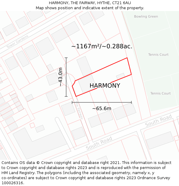 HARMONY, THE FAIRWAY, HYTHE, CT21 6AU: Plot and title map