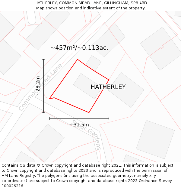 HATHERLEY, COMMON MEAD LANE, GILLINGHAM, SP8 4RB: Plot and title map