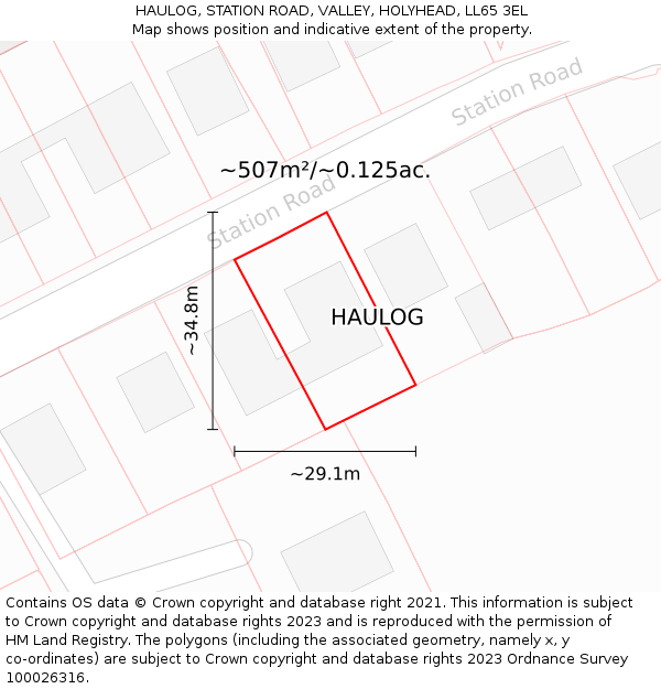 HAULOG, STATION ROAD, VALLEY, HOLYHEAD, LL65 3EL: Plot and title map