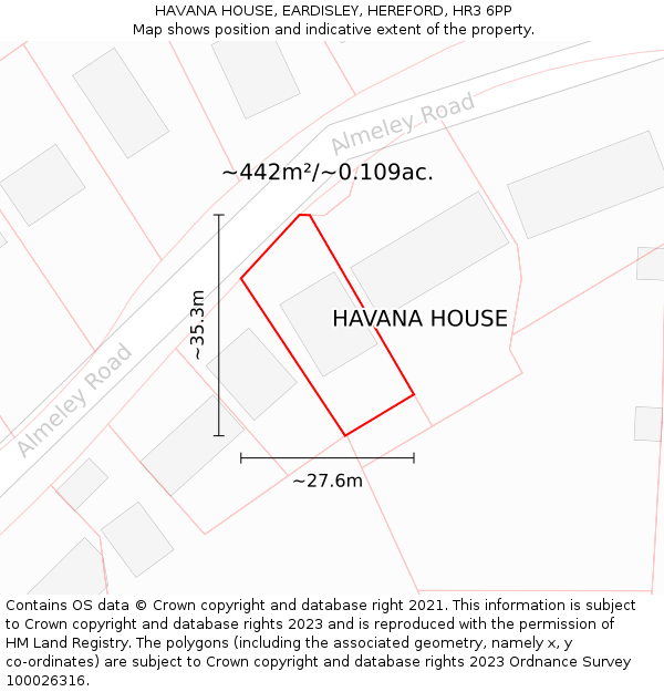 HAVANA HOUSE, EARDISLEY, HEREFORD, HR3 6PP: Plot and title map