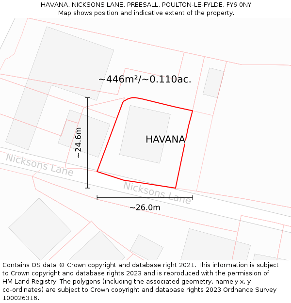 HAVANA, NICKSONS LANE, PREESALL, POULTON-LE-FYLDE, FY6 0NY: Plot and title map