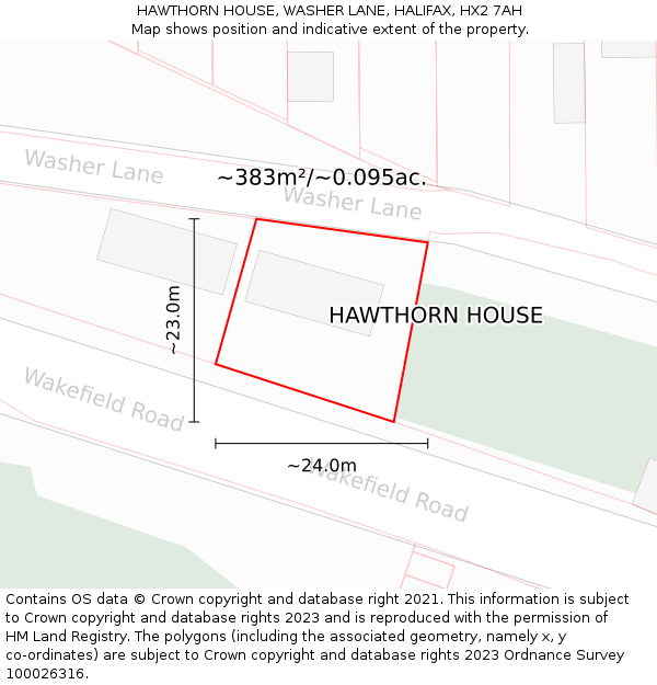 HAWTHORN HOUSE, WASHER LANE, HALIFAX, HX2 7AH: Plot and title map