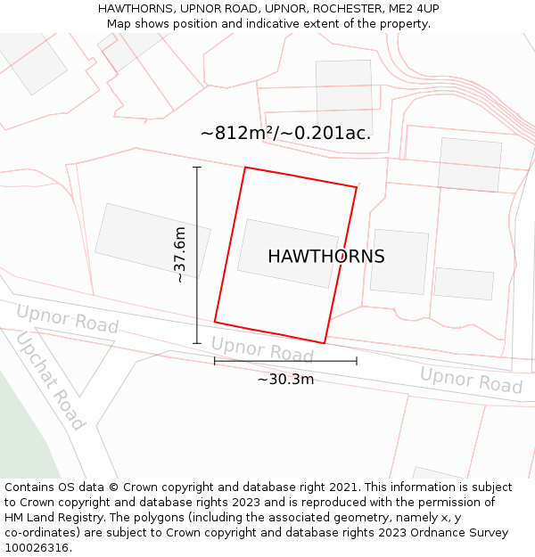 HAWTHORNS, UPNOR ROAD, UPNOR, ROCHESTER, ME2 4UP: Plot and title map