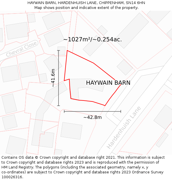 HAYWAIN BARN, HARDENHUISH LANE, CHIPPENHAM, SN14 6HN: Plot and title map