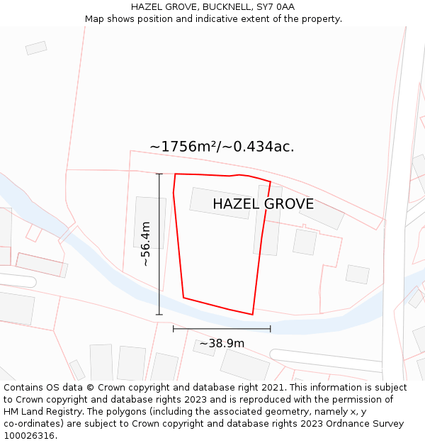HAZEL GROVE, BUCKNELL, SY7 0AA: Plot and title map