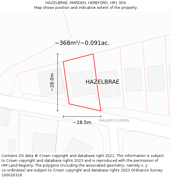 HAZELBRAE, MARDEN, HEREFORD, HR1 3DX: Plot and title map