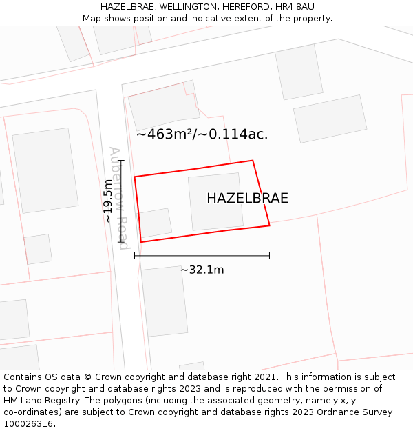 HAZELBRAE, WELLINGTON, HEREFORD, HR4 8AU: Plot and title map