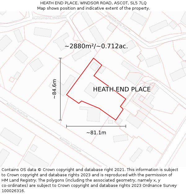 HEATH END PLACE, WINDSOR ROAD, ASCOT, SL5 7LQ: Plot and title map