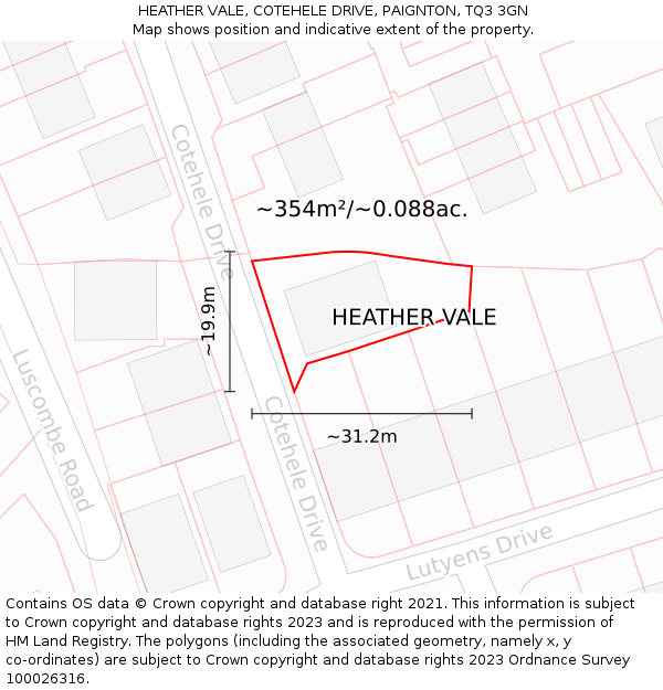 HEATHER VALE, COTEHELE DRIVE, PAIGNTON, TQ3 3GN: Plot and title map