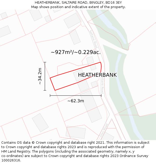 HEATHERBANK, SALTAIRE ROAD, BINGLEY, BD16 3EY: Plot and title map