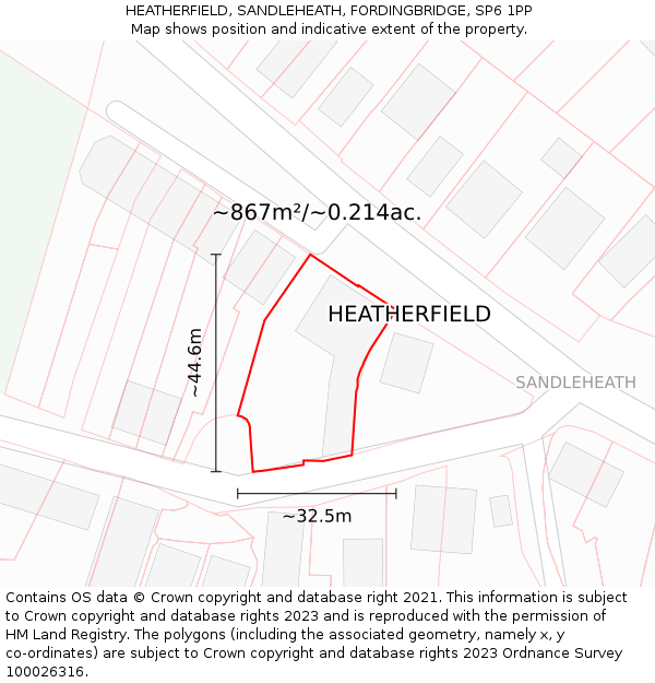 HEATHERFIELD, SANDLEHEATH, FORDINGBRIDGE, SP6 1PP: Plot and title map