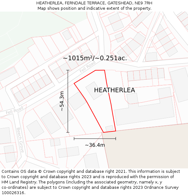 HEATHERLEA, FERNDALE TERRACE, GATESHEAD, NE9 7RH: Plot and title map