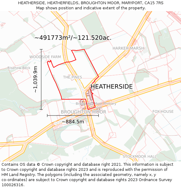 HEATHERSIDE, HEATHERFIELDS, BROUGHTON MOOR, MARYPORT, CA15 7RS: Plot and title map