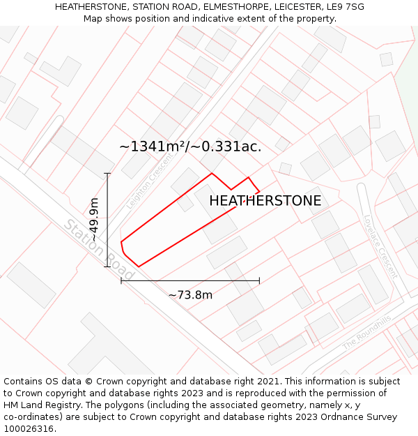 HEATHERSTONE, STATION ROAD, ELMESTHORPE, LEICESTER, LE9 7SG: Plot and title map