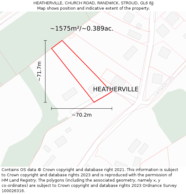 HEATHERVILLE, CHURCH ROAD, RANDWICK, STROUD, GL6 6JJ: Plot and title map