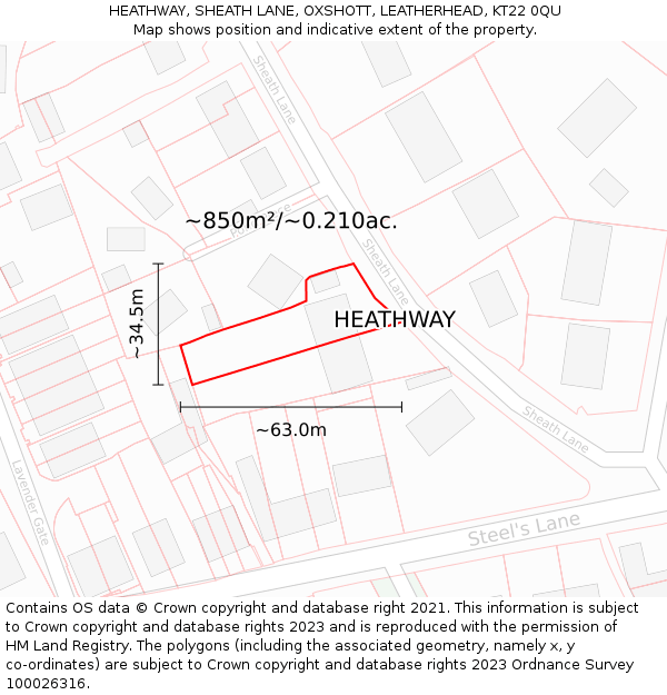 HEATHWAY, SHEATH LANE, OXSHOTT, LEATHERHEAD, KT22 0QU: Plot and title map