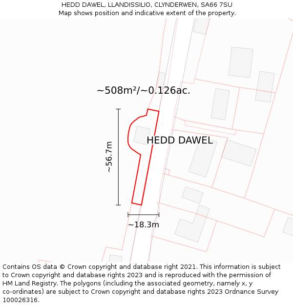 HEDD DAWEL, LLANDISSILIO, CLYNDERWEN, SA66 7SU: Plot and title map