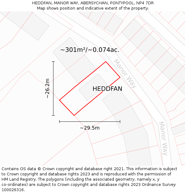 HEDDFAN, MANOR WAY, ABERSYCHAN, PONTYPOOL, NP4 7DR: Plot and title map