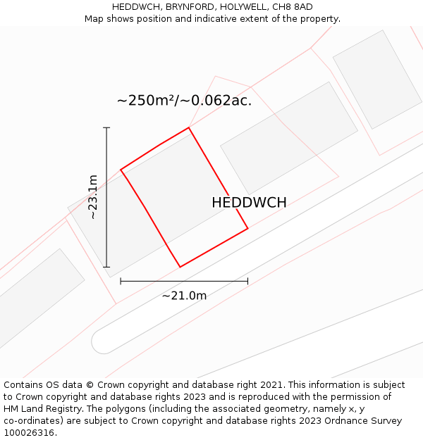 HEDDWCH, BRYNFORD, HOLYWELL, CH8 8AD: Plot and title map