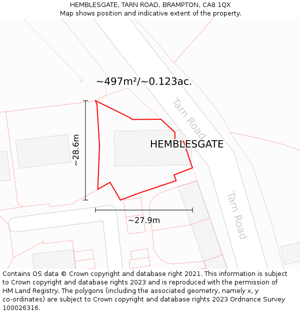 HEMBLESGATE, TARN ROAD, BRAMPTON, CA8 1QX: Plot and title map