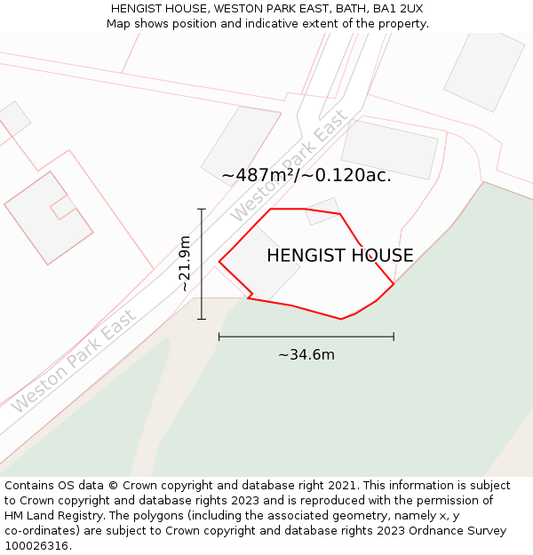 HENGIST HOUSE, WESTON PARK EAST, BATH, BA1 2UX: Plot and title map