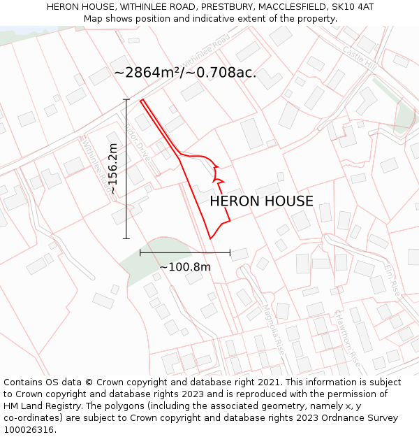 HERON HOUSE, WITHINLEE ROAD, PRESTBURY, MACCLESFIELD, SK10 4AT: Plot and title map