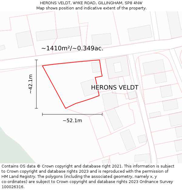 HERONS VELDT, WYKE ROAD, GILLINGHAM, SP8 4NW: Plot and title map