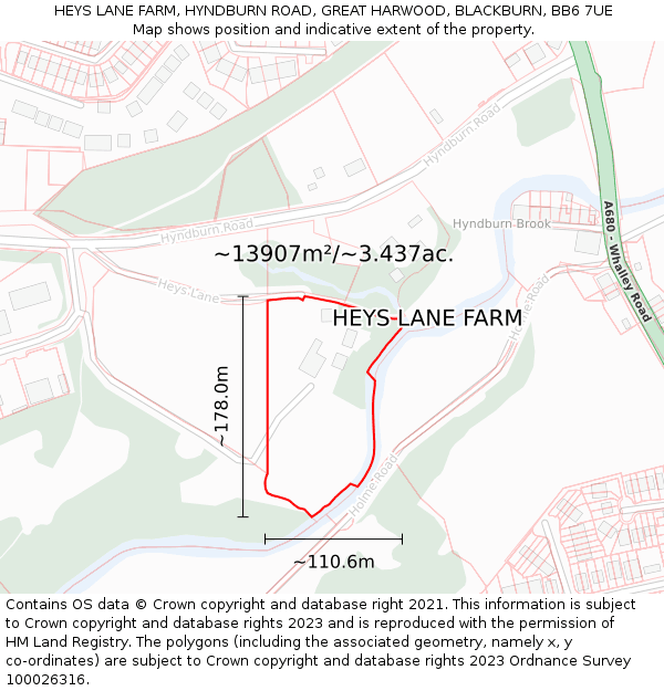 HEYS LANE FARM, HYNDBURN ROAD, GREAT HARWOOD, BLACKBURN, BB6 7UE: Plot and title map