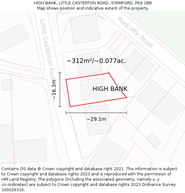HIGH BANK, LITTLE CASTERTON ROAD, STAMFORD, PE9 1BB: Plot and title map