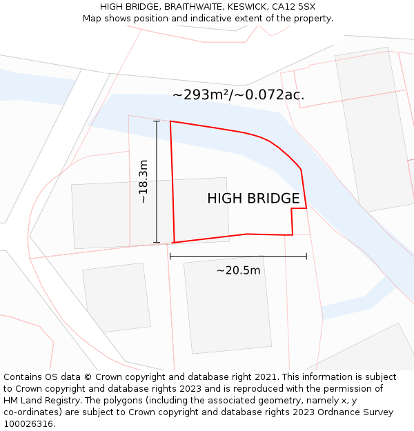 HIGH BRIDGE, BRAITHWAITE, KESWICK, CA12 5SX: Plot and title map