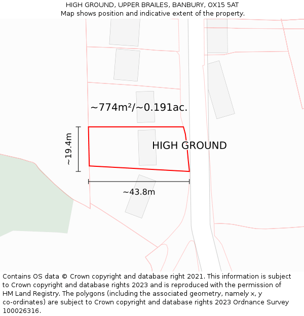 HIGH GROUND, UPPER BRAILES, BANBURY, OX15 5AT: Plot and title map