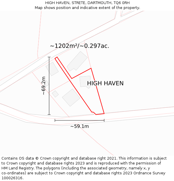 HIGH HAVEN, STRETE, DARTMOUTH, TQ6 0RH: Plot and title map