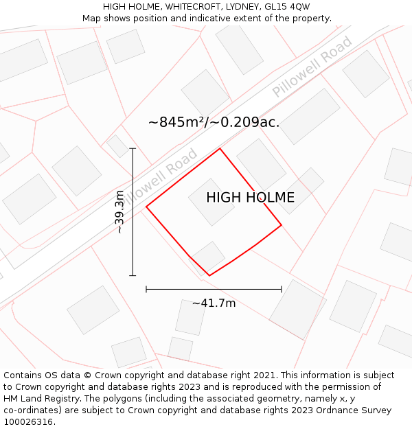 HIGH HOLME, WHITECROFT, LYDNEY, GL15 4QW: Plot and title map