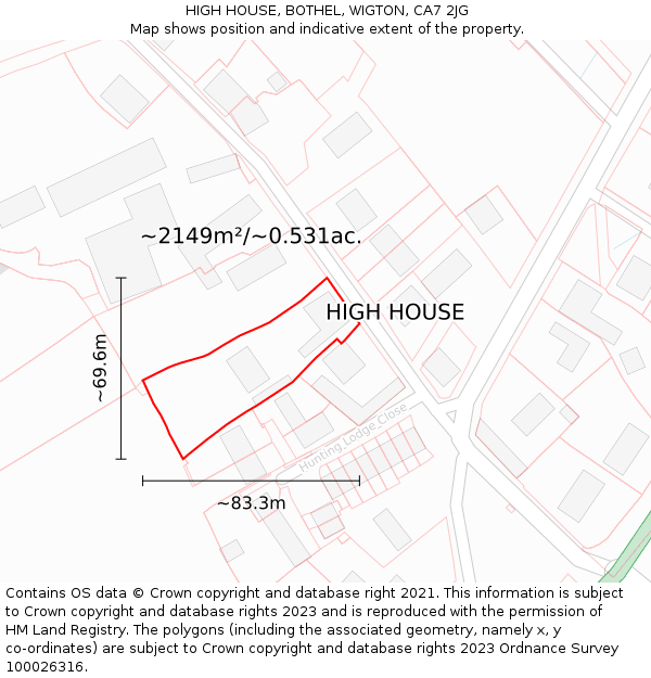 HIGH HOUSE, BOTHEL, WIGTON, CA7 2JG: Plot and title map