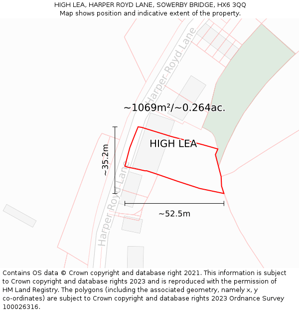 HIGH LEA, HARPER ROYD LANE, SOWERBY BRIDGE, HX6 3QQ: Plot and title map