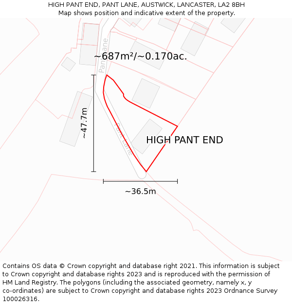 HIGH PANT END, PANT LANE, AUSTWICK, LANCASTER, LA2 8BH: Plot and title map