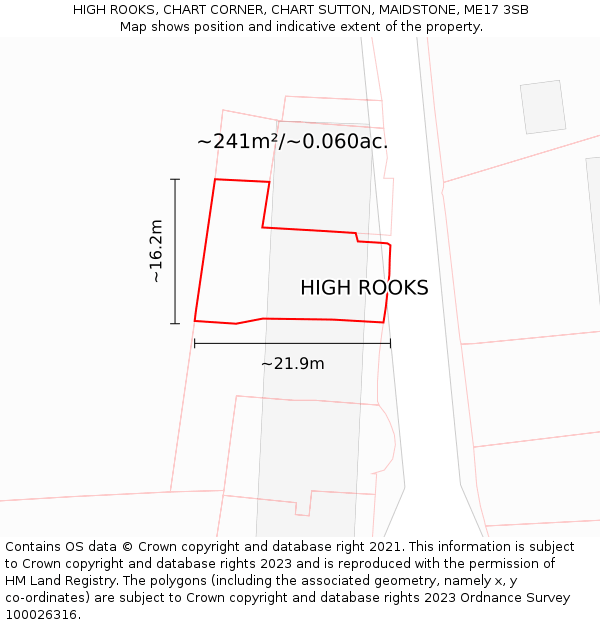 HIGH ROOKS, CHART CORNER, CHART SUTTON, MAIDSTONE, ME17 3SB: Plot and title map