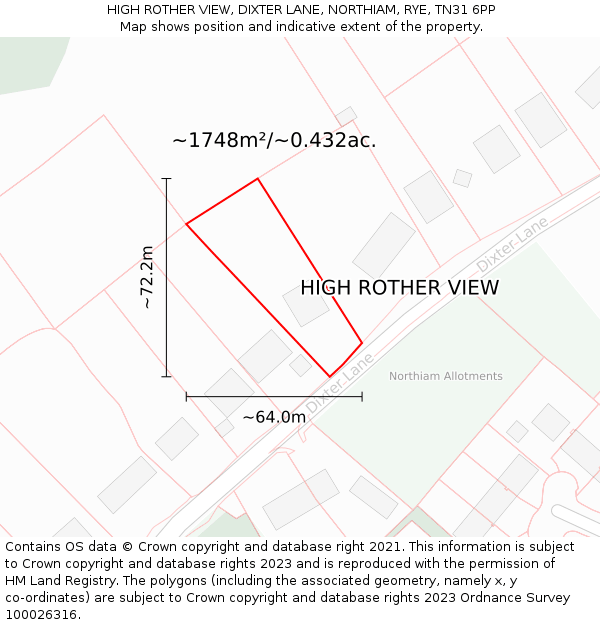HIGH ROTHER VIEW, DIXTER LANE, NORTHIAM, RYE, TN31 6PP: Plot and title map