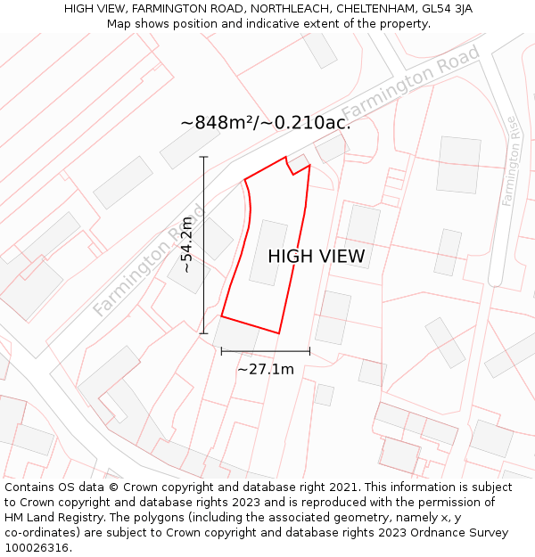 HIGH VIEW, FARMINGTON ROAD, NORTHLEACH, CHELTENHAM, GL54 3JA: Plot and title map