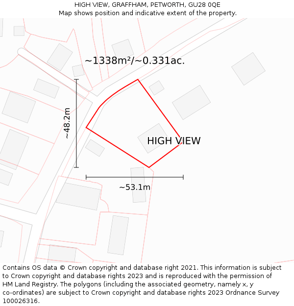 HIGH VIEW, GRAFFHAM, PETWORTH, GU28 0QE: Plot and title map