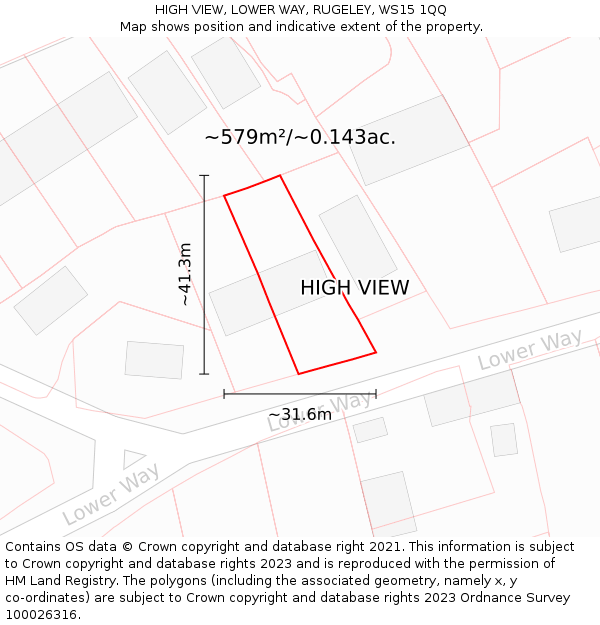 HIGH VIEW, LOWER WAY, RUGELEY, WS15 1QQ: Plot and title map