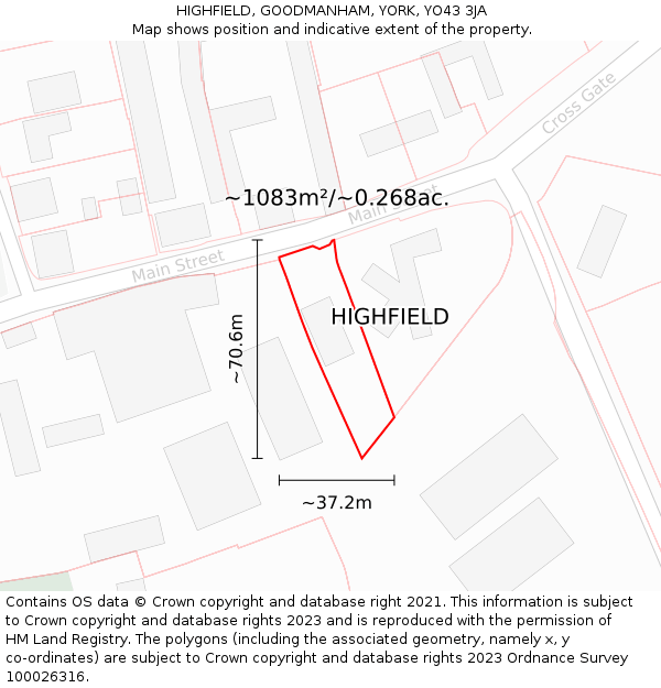 HIGHFIELD, GOODMANHAM, YORK, YO43 3JA: Plot and title map