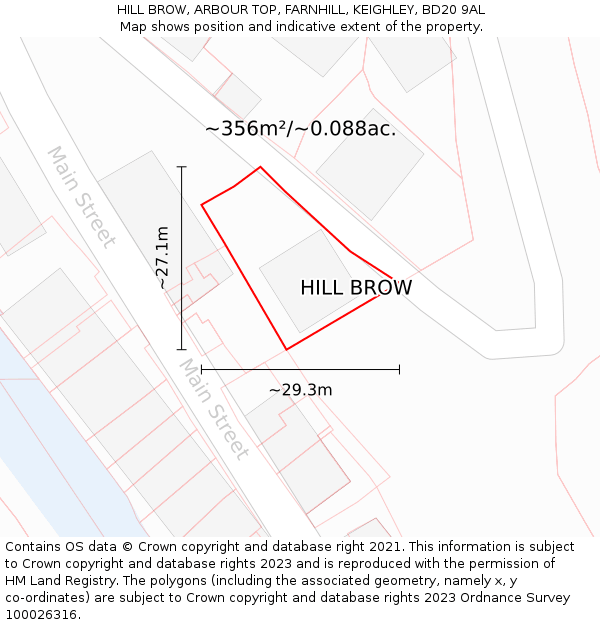 HILL BROW, ARBOUR TOP, FARNHILL, KEIGHLEY, BD20 9AL: Plot and title map