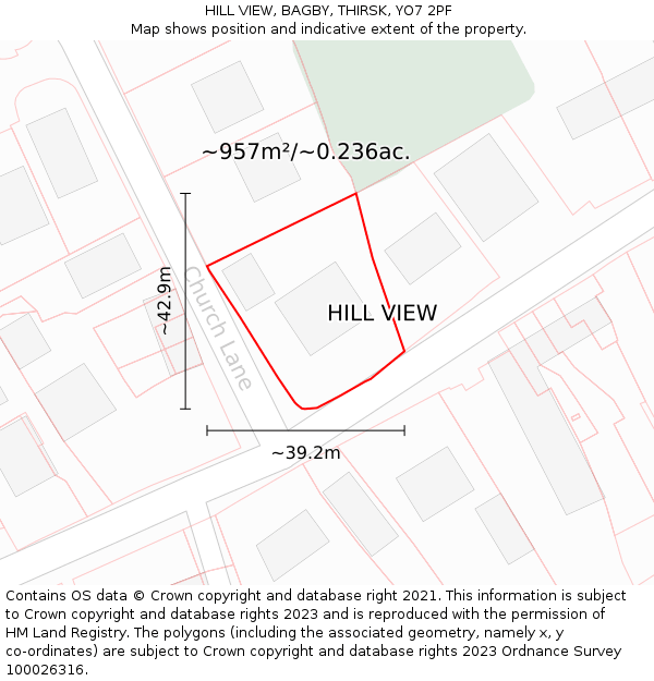 HILL VIEW, BAGBY, THIRSK, YO7 2PF: Plot and title map