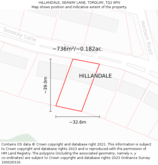 HILLANDALE, SEAWAY LANE, TORQUAY, TQ2 6PN: Plot and title map