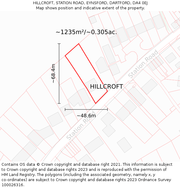 HILLCROFT, STATION ROAD, EYNSFORD, DARTFORD, DA4 0EJ: Plot and title map