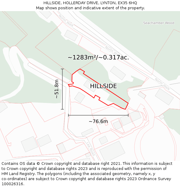 HILLSIDE, HOLLERDAY DRIVE, LYNTON, EX35 6HQ: Plot and title map